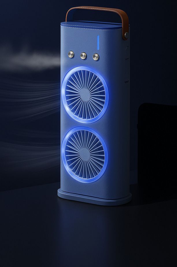 Çift Fanlı Taşınabilir Mini Klima – LED Işıklı, Nemlendirici, Sessiz, Uzaktan Kumandalı Serinletici