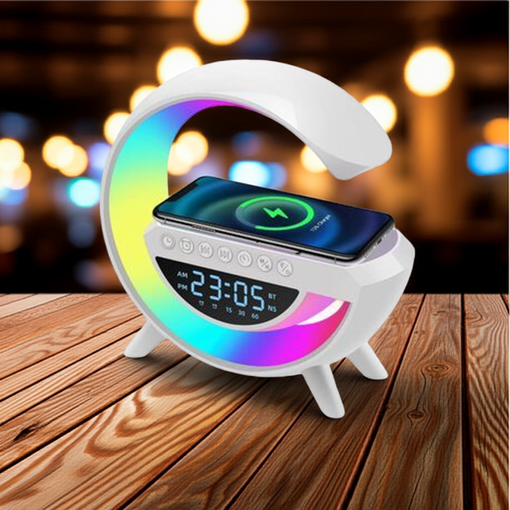 G Speaker BT-3401 Kablosuz Şarj Özellikli LED Işıklı Bluetooth Hoparlör Masa Lambası