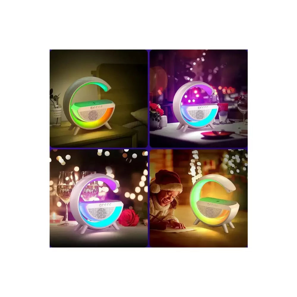 G Speaker BT-2301 Kablosuz Şarj Özellikli LED Işıklı Bluetooth Hoparlör Masa Lambası