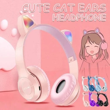 Kedi Kulak Parlayan Bluetooth Kulaklık P47M Karikatür Kablosuz Kulaklık