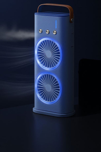 Çift Fanlı Taşınabilir Mini Klima – LED Işıklı, Nemlendirici, Sessiz, Uzaktan Kumandalı Serinletici