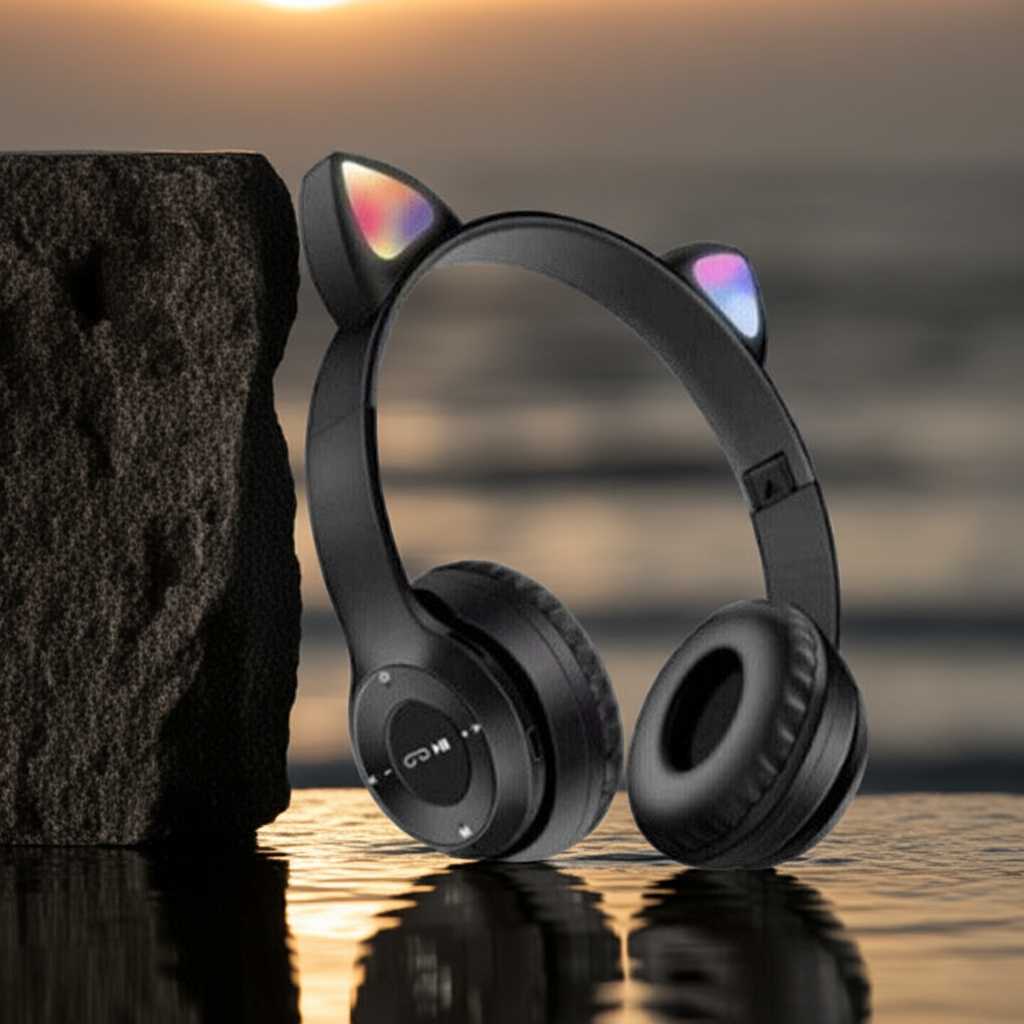 Kedi Kulak Parlayan Bluetooth Kulaklık P47M Karikatür Kablosuz Kulaklık