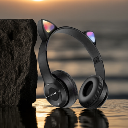 Kedi Kulak Parlayan Bluetooth Kulaklık P47M Karikatür Kablosuz Kulaklık