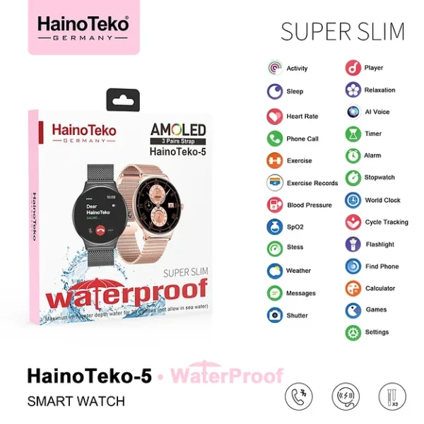 Haino Teko-5 Süper Slim Akilli Saat Su Gecirmez - Görsel 3